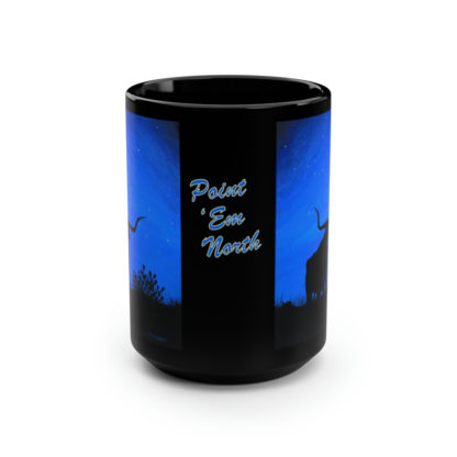 Point 'Em North - Black Mug, 15oz - Image 2