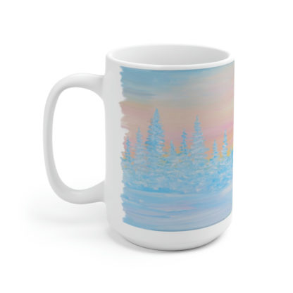 Mountain Winter painting by JJ Graber on white Ceramic 15oz Mug - Image 3
